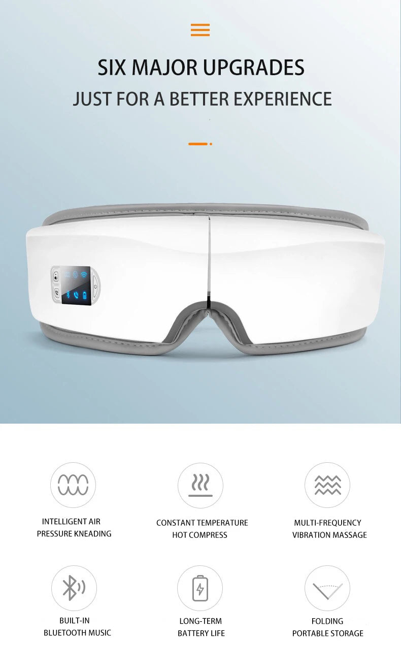Eye Massager with Heat, Heated Eye Mask with Bluetooth Music, Face Massager, Eye Care Gift for Women, Eye Mask for Relax Eye, Reduce Eye Strain, Gifts for Mom/Dad