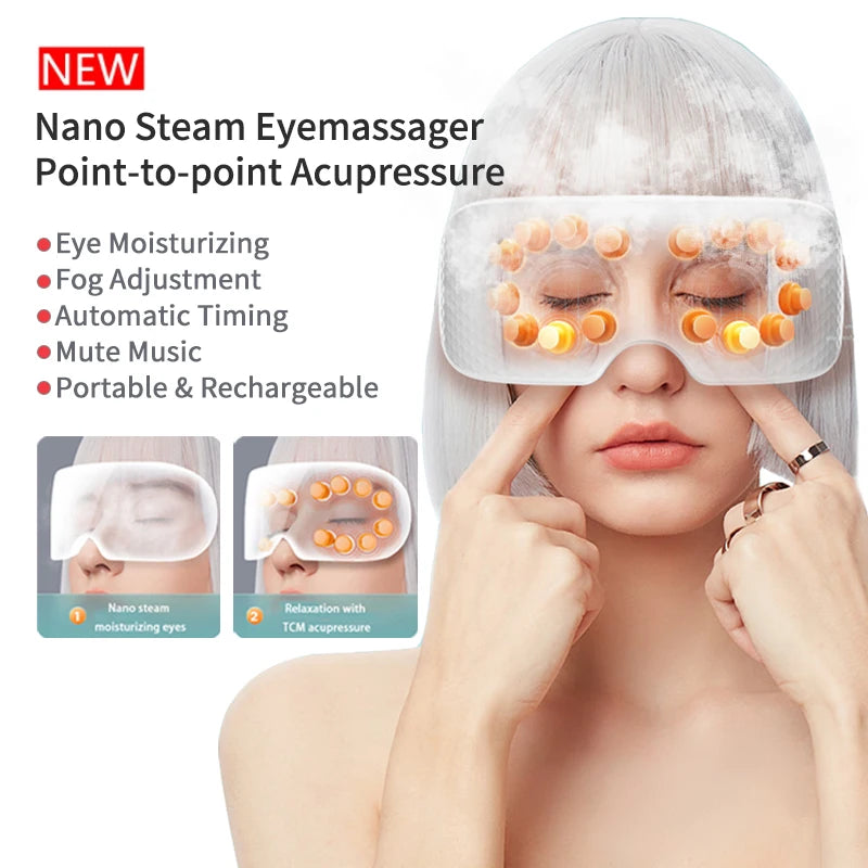 Eye Massager with Heat, Heated Eye Mask with Bluetooth Music, Face Massager, Eye Care Gift for Women, Eye Mask for Relax Eye, Reduce Eye Strain, Gifts for Mom/Dad