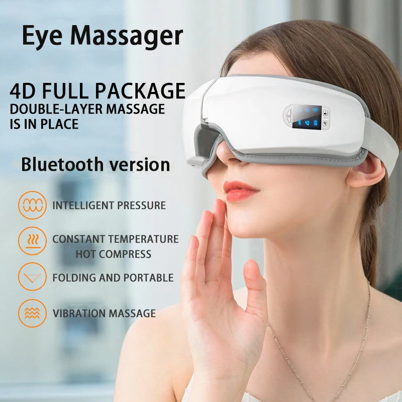 Eye Massager with Heat, Heated Eye Mask with Bluetooth Music, Face Massager, Eye Care Gift for Women, Eye Mask for Relax Eye, Reduce Eye Strain, Gifts for Mom/Dad
